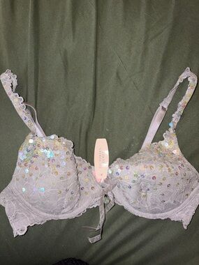 Victoria's Secret Lilac Sequin Lace Push-Up Bra